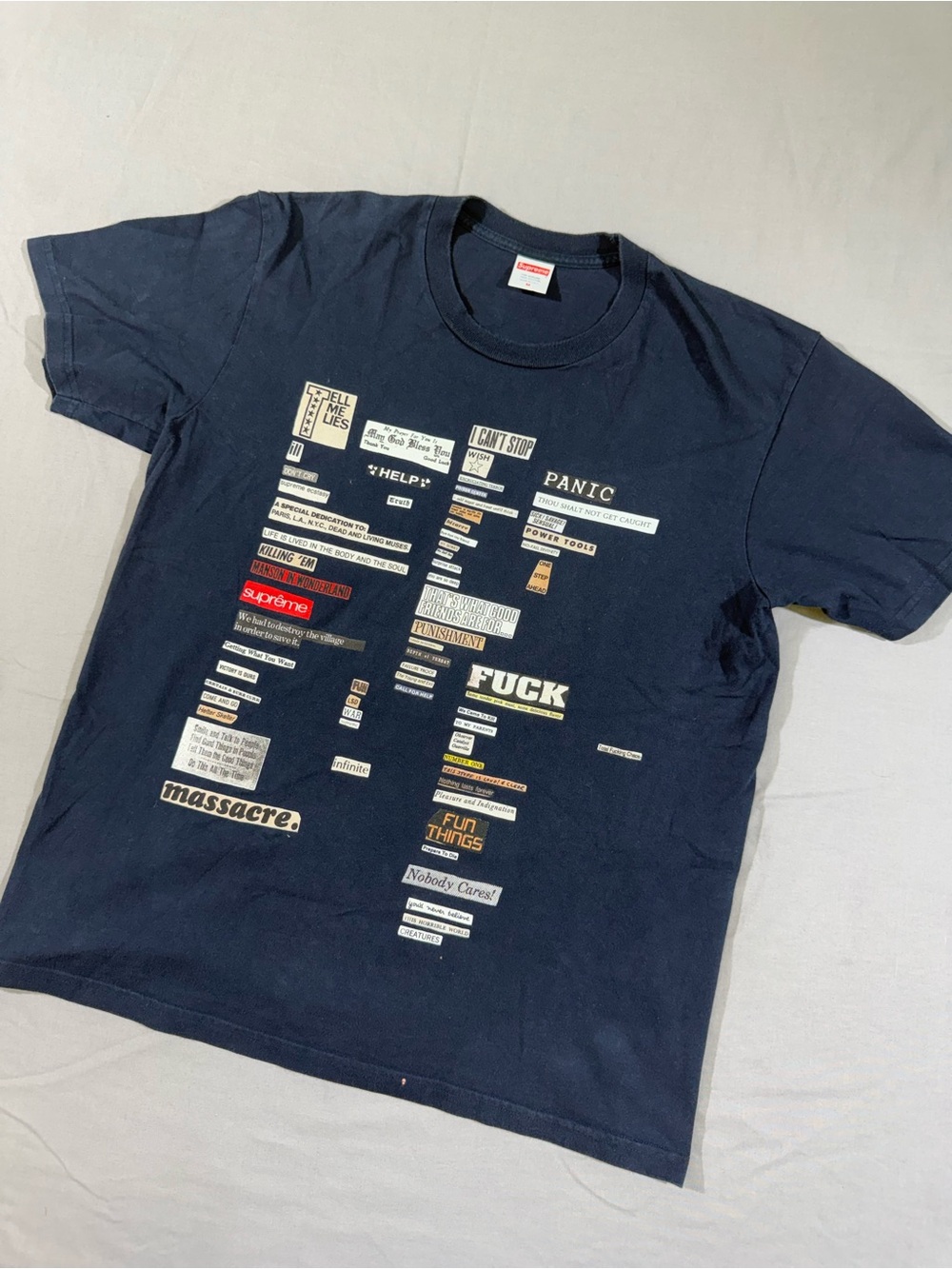 Supreme Cut-Outs Navy Graphic T-Shirt FW18